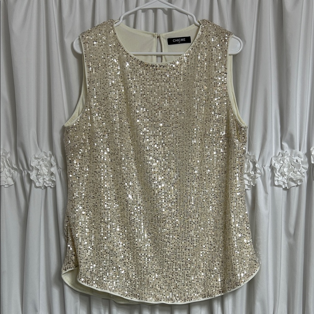 Sparkling Gold Sleeveless Blouse